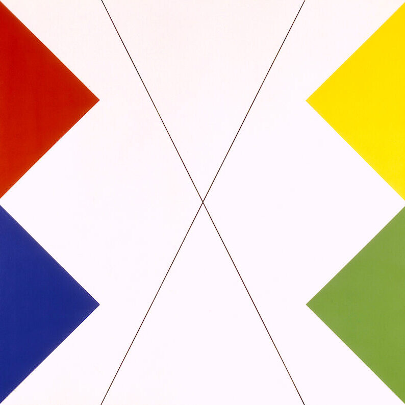 diagonalkonstruktionen / gelb-rot-blau-grün